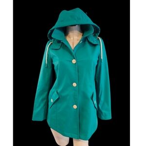 Talbots Utility Jacket Green and Blue Hooded Design